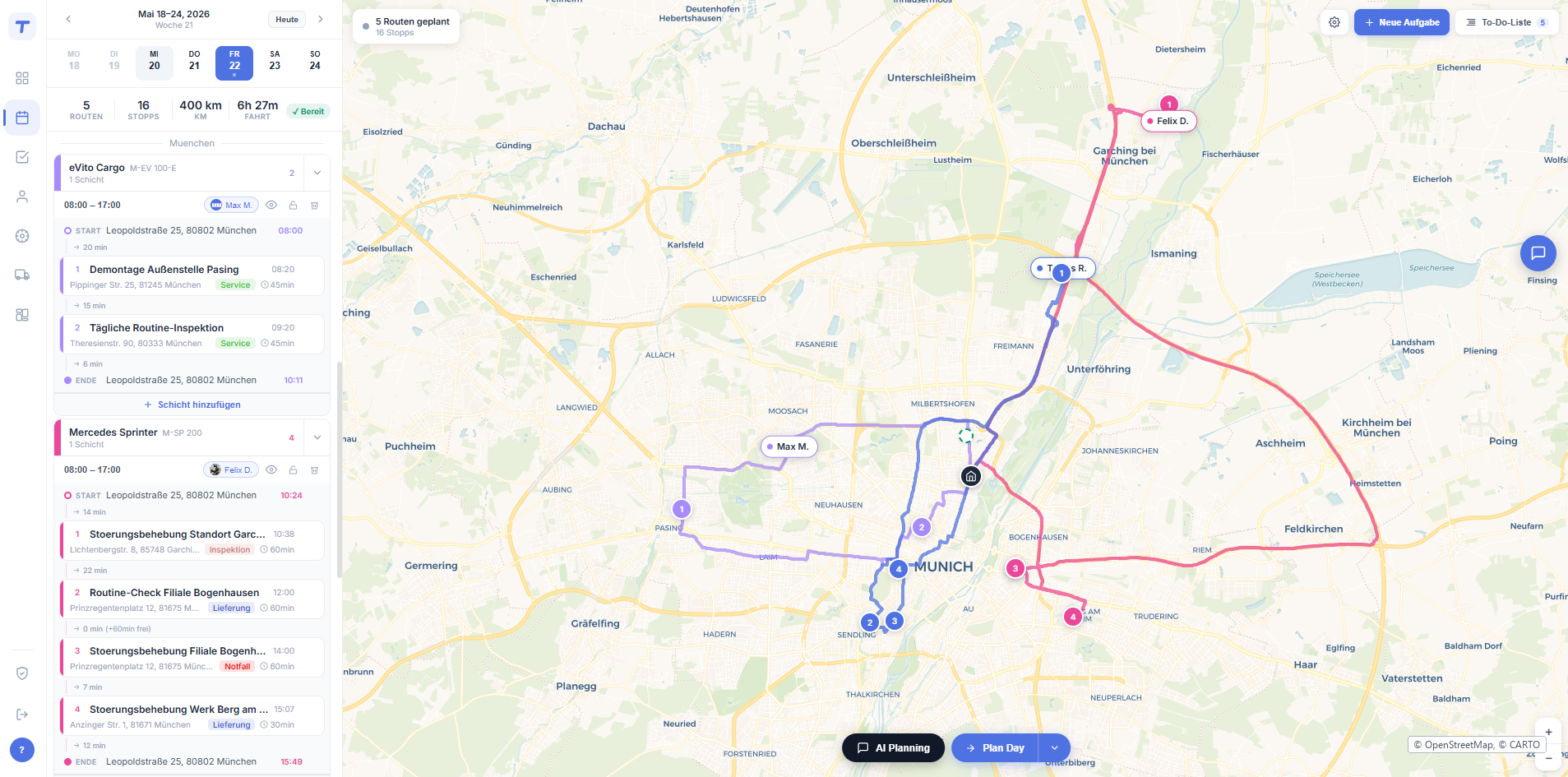 Trailo Disposition Web-Plattform, Rohaufnahme ohne Rahmen